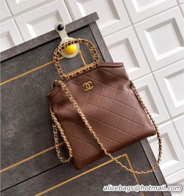 Inexpensive Chanel Quilted Leather Small Flap Handbag CH101001 Dark Brown 2025