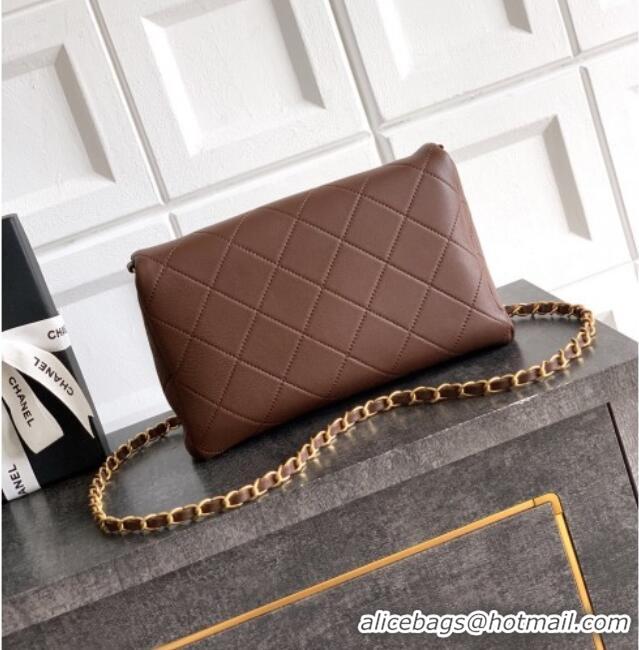 Inexpensive Chanel Quilted Leather Small Flap Handbag CH101001 Dark Brown 2025