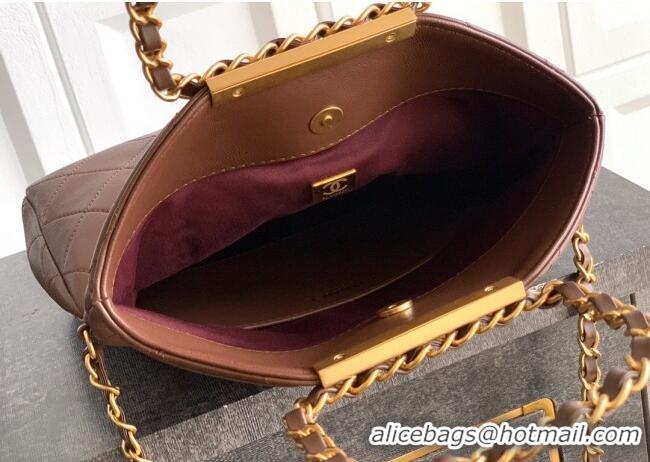 Inexpensive Chanel Quilted Leather Small Flap Handbag CH101001 Dark Brown 2025