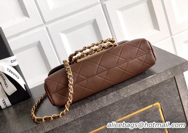 Inexpensive Chanel Quilted Leather Small Flap Handbag CH101001 Dark Brown 2025