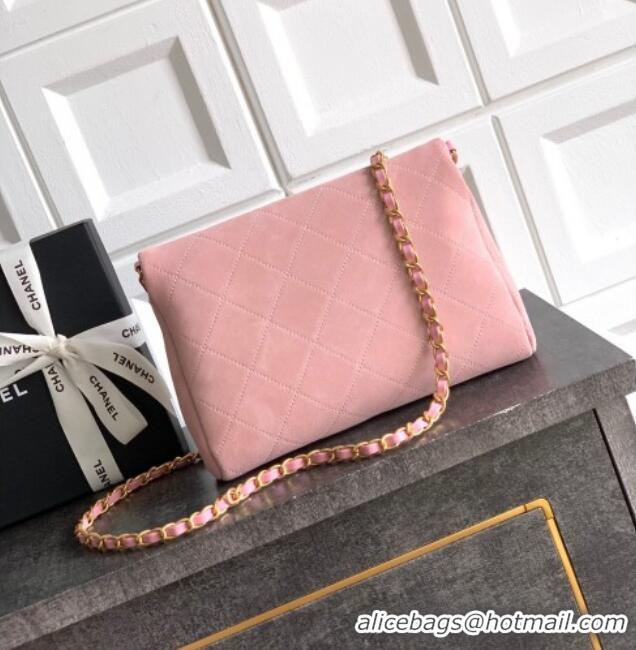 Buy Classic Chanel Quilted Suede Small Flap Handbag CH101001 Pink 2025
