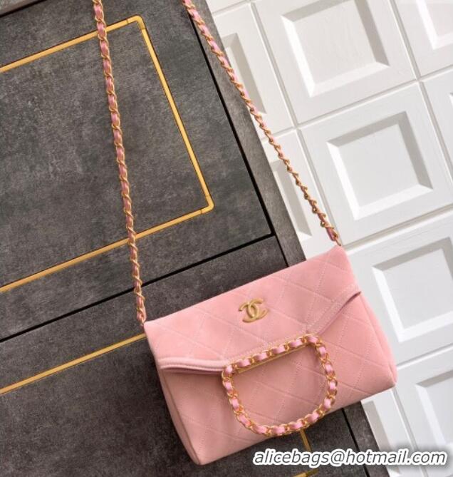 Buy Classic Chanel Quilted Suede Small Flap Handbag CH101001 Pink 2025