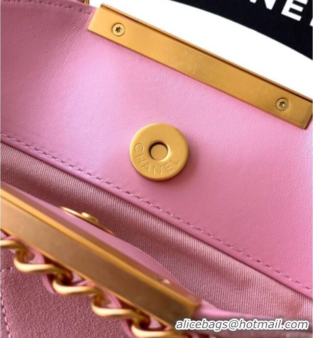 Buy Classic Chanel Quilted Suede Small Flap Handbag CH101001 Pink 2025