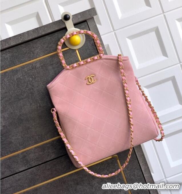 Buy Classic Chanel Quilted Suede Small Flap Handbag CH101001 Pink 2025