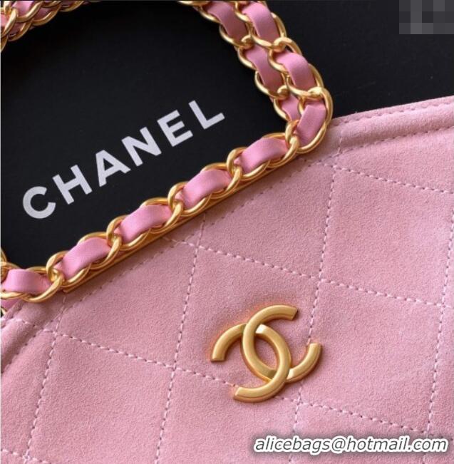 Buy Classic Chanel Quilted Suede Small Flap Handbag CH101001 Pink 2025