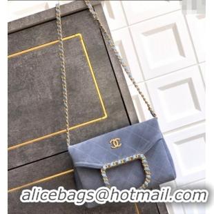 Luxury Classic Chanel Quilted Suede Small Flap Handbag CH101001 Dusty Blue 2025