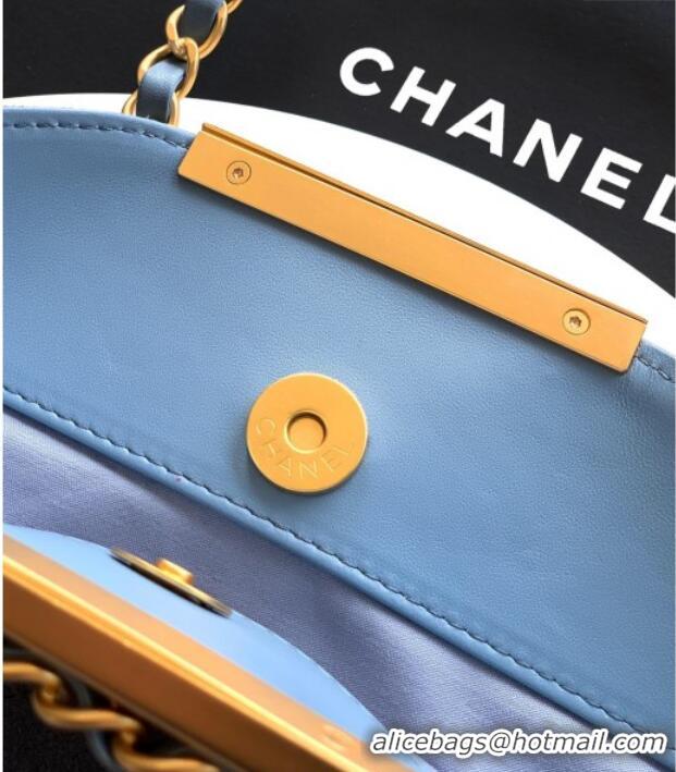 Luxury Classic Chanel Quilted Suede Small Flap Handbag CH101001 Dusty Blue 2025
