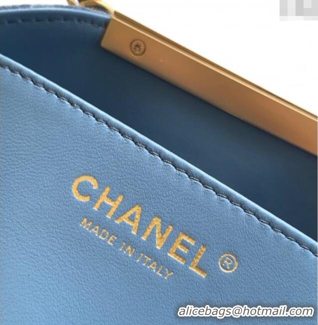 Luxury Classic Chanel Quilted Suede Small Flap Handbag CH101001 Dusty Blue 2025