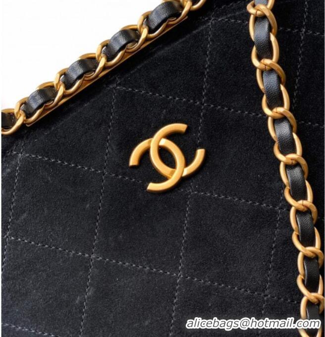 Luxury Cheap Chanel Quilted Suede Small Flap Handbag CH101001 Black 2025