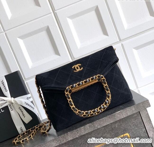 Luxury Cheap Chanel Quilted Suede Small Flap Handbag CH101001 Black 2025