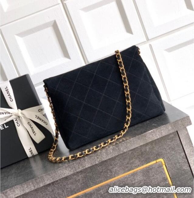 Luxury Cheap Chanel Quilted Suede Small Flap Handbag CH101001 Black 2025