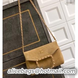 Top Quality Chanel Quilted Suede Small Flap Handbag CH101001 Khaki Yellow 2025