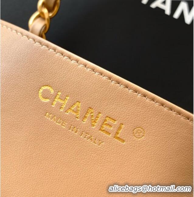 Top Quality Chanel Quilted Suede Small Flap Handbag CH101001 Khaki Yellow 2025