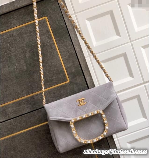 Top Grade Chanel Quilted Suede Small Flap Handbag CH101001 Grey 2025