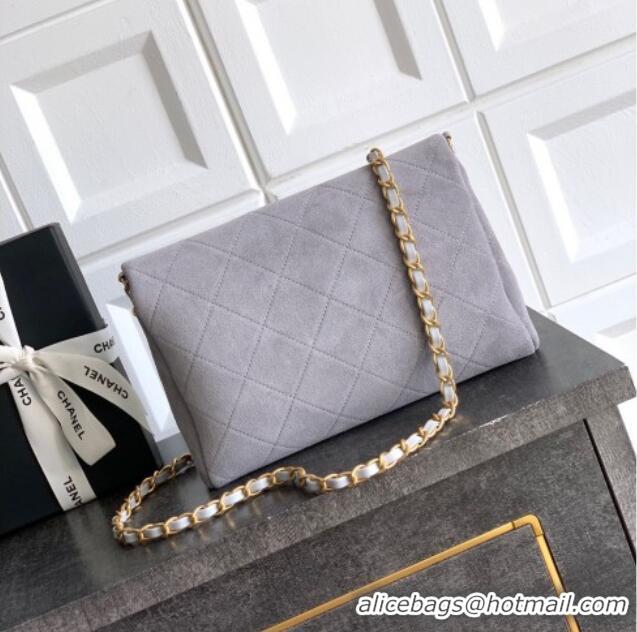 Top Grade Chanel Quilted Suede Small Flap Handbag CH101001 Grey 2025