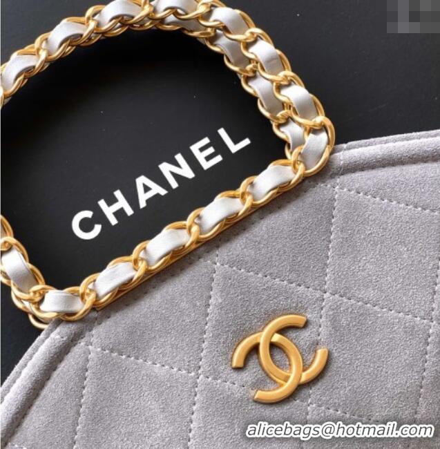 Top Grade Chanel Quilted Suede Small Flap Handbag CH101001 Grey 2025