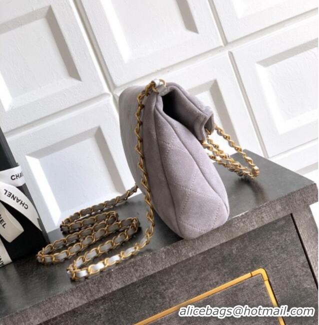 Top Grade Chanel Quilted Suede Small Flap Handbag CH101001 Grey 2025