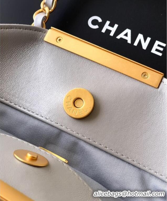 Top Grade Chanel Quilted Suede Small Flap Handbag CH101001 Grey 2025