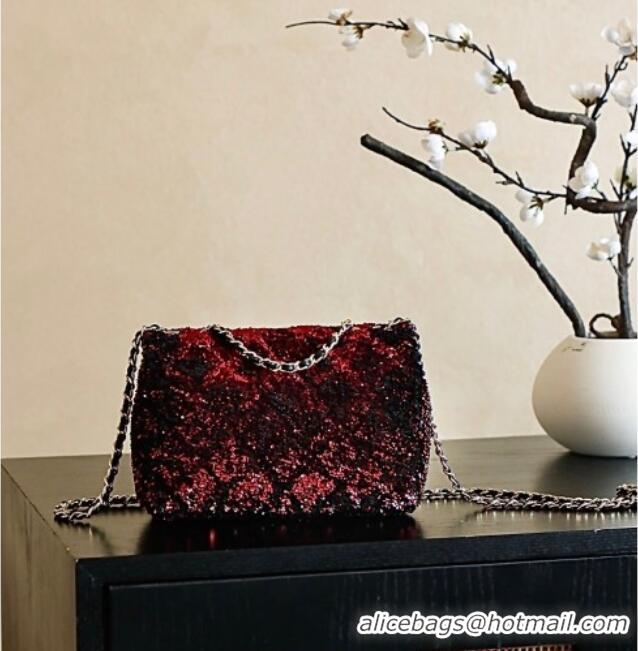 Modern Classic Chanel Quilted Gradient Sequins Flap Bag AS4561 Red/Black 2025