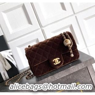 Market Sells Chanel Velvet Mini Flap Bag with Strass Ball AS1787 Coffee Brown 2025