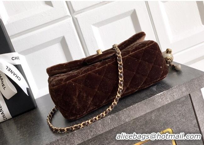 Market Sells Chanel Velvet Mini Flap Bag with Strass Ball AS1787 Coffee Brown 2025