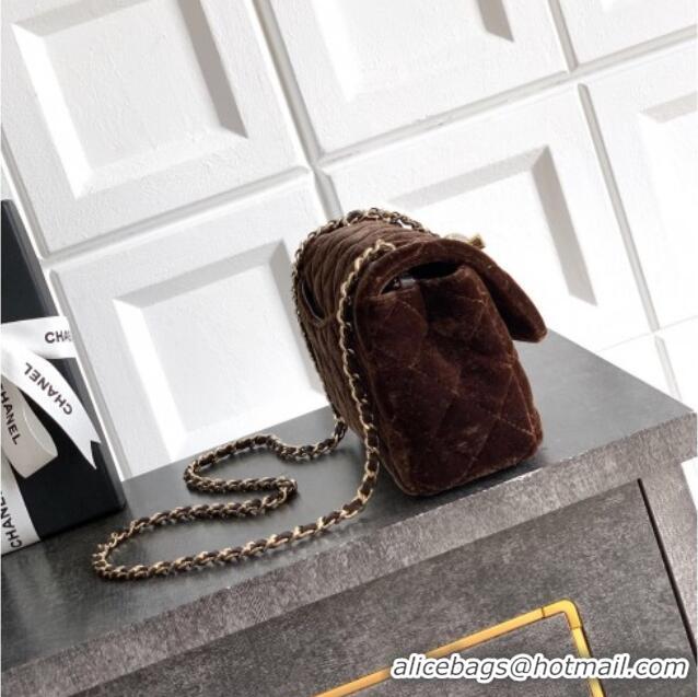 Market Sells Chanel Velvet Mini Flap Bag with Strass Ball AS1787 Coffee Brown 2025