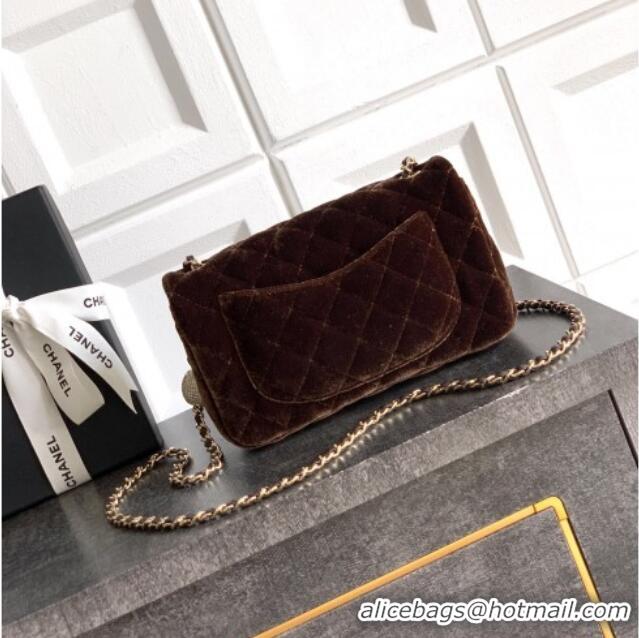 Market Sells Chanel Velvet Mini Flap Bag with Strass Ball AS1787 Coffee Brown 2025