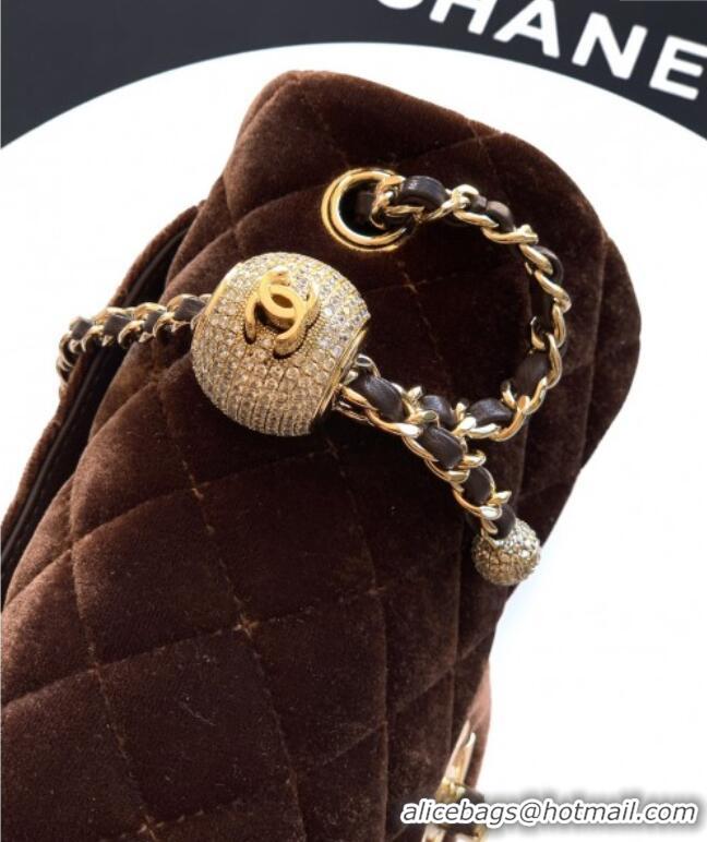 Market Sells Chanel Velvet Mini Flap Bag with Strass Ball AS1787 Coffee Brown 2025