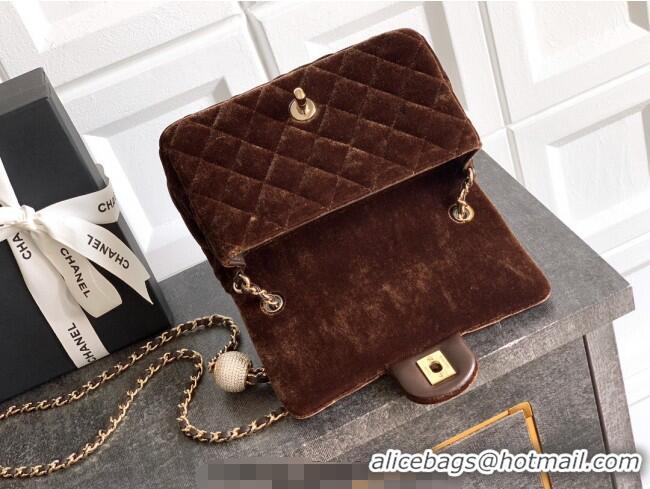 Market Sells Chanel Velvet Mini Flap Bag with Strass Ball AS1787 Coffee Brown 2025