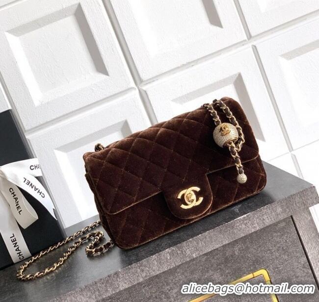 Market Sells Chanel Velvet Mini Flap Bag with Strass Ball AS1787 Coffee Brown 2025