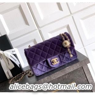 Buy New Cheap Chanel Velvet Mini Flap Bag with Strass Ball AS1787 Purple 2025