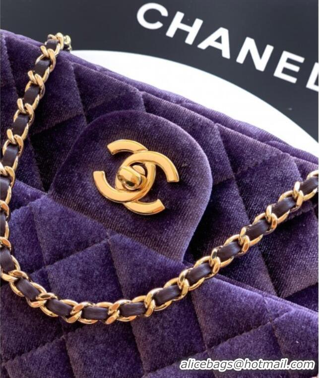 Buy New Cheap Chanel Velvet Mini Flap Bag with Strass Ball AS1787 Purple 2025