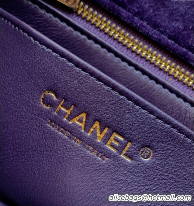 Buy New Cheap Chanel Velvet Mini Flap Bag with Strass Ball AS1787 Purple 2025