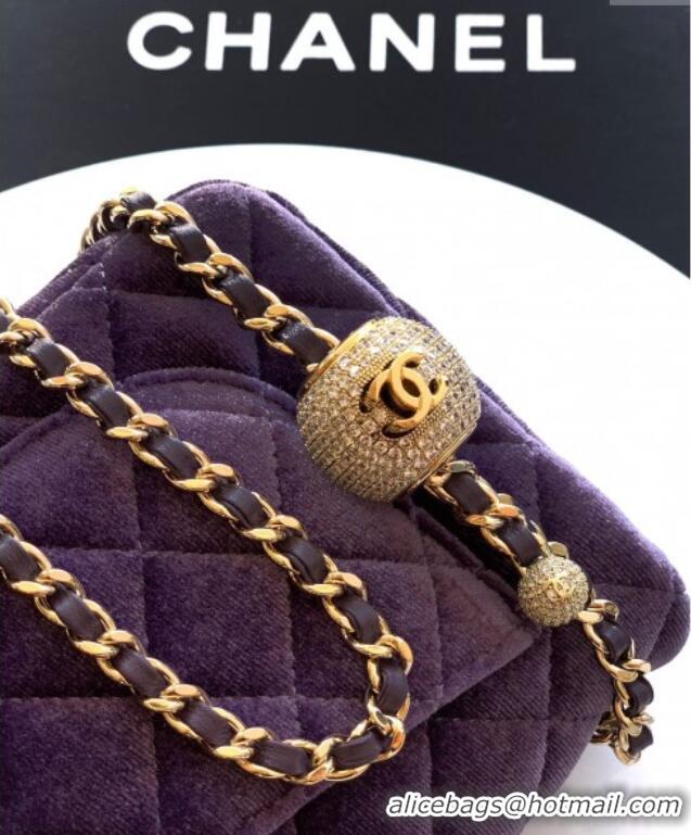 Buy New Cheap Chanel Velvet Mini Flap Bag with Strass Ball AS1787 Purple 2025