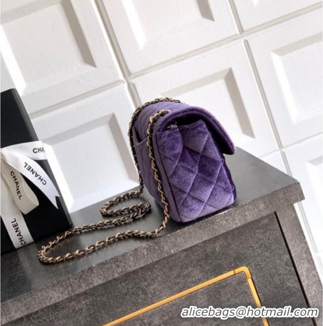 Buy New Cheap Chanel Velvet Mini Flap Bag with Strass Ball AS1787 Purple 2025