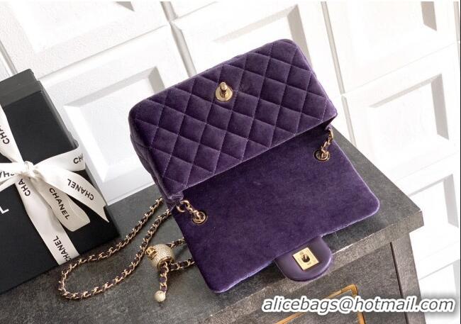 Buy New Cheap Chanel Velvet Mini Flap Bag with Strass Ball AS1787 Purple 2025