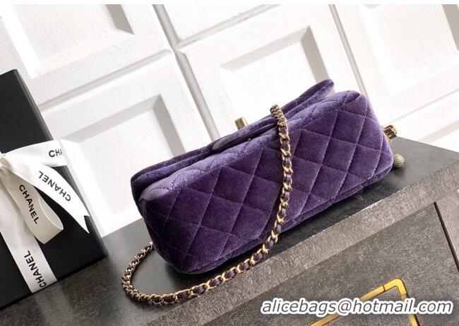 Buy New Cheap Chanel Velvet Mini Flap Bag with Strass Ball AS1787 Purple 2025