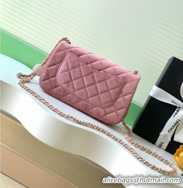 Inexpensive Chanel Velvet Mini Flap Bag with Strass Ball AS1787 Light Pink 2025