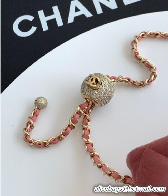 Inexpensive Chanel Velvet Mini Flap Bag with Strass Ball AS1787 Light Pink 2025