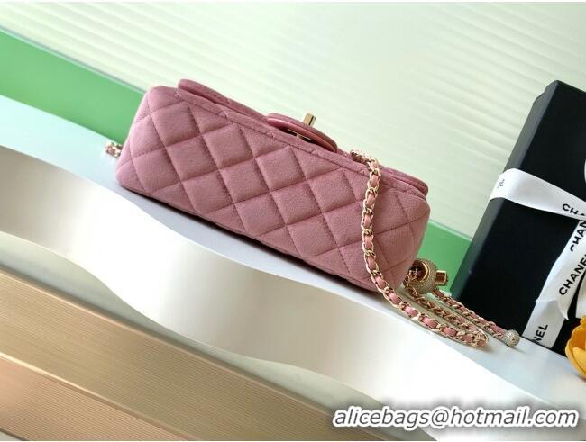 Inexpensive Chanel Velvet Mini Flap Bag with Strass Ball AS1787 Light Pink 2025