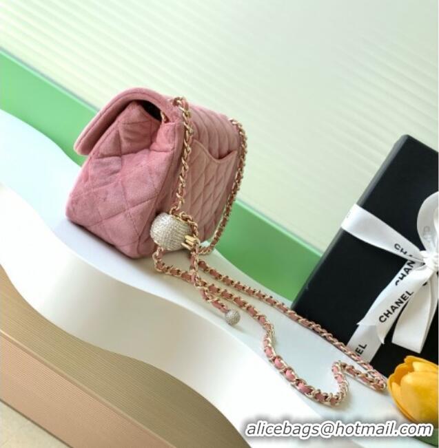 Inexpensive Chanel Velvet Mini Flap Bag with Strass Ball AS1787 Light Pink 2025