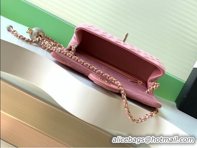 Inexpensive Chanel Velvet Mini Flap Bag with Strass Ball AS1787 Light Pink 2025