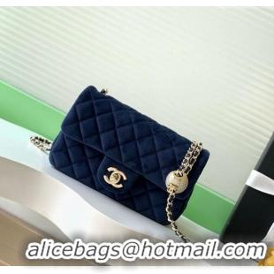 Market Sells Chanel Velvet Mini Flap Bag with Strass Ball AS1787 Dark Blue 2025