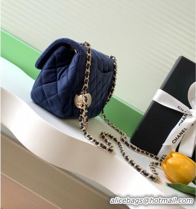 Market Sells Chanel Velvet Mini Flap Bag with Strass Ball AS1787 Dark Blue 2025
