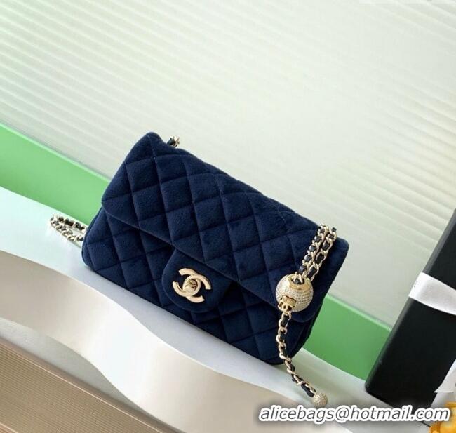 Market Sells Chanel Velvet Mini Flap Bag with Strass Ball AS1787 Dark Blue 2025