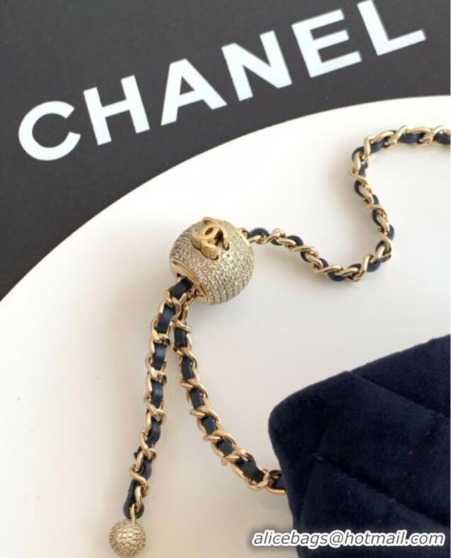 Market Sells Chanel Velvet Mini Flap Bag with Strass Ball AS1787 Dark Blue 2025