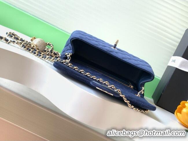Market Sells Chanel Velvet Mini Flap Bag with Strass Ball AS1787 Dark Blue 2025