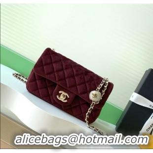 Latest Style Chanel Velvet Mini Flap Bag with Strass Ball AS1787 Dark Brown 2025