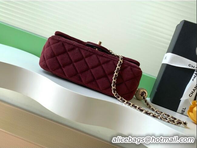 Latest Style Chanel Velvet Mini Flap Bag with Strass Ball AS1787 Dark Brown 2025
