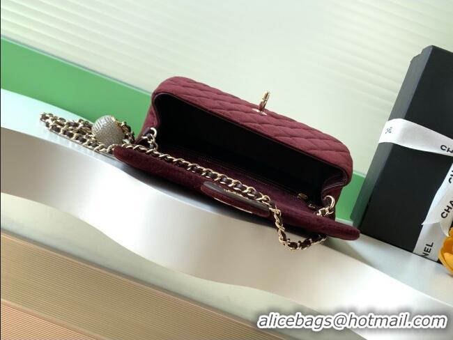 Latest Style Chanel Velvet Mini Flap Bag with Strass Ball AS1787 Dark Brown 2025